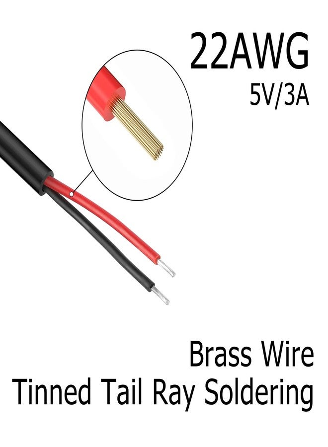 YAODHAOD USB A 2 Pin Bare Wire Extension Cable, 22AWG 5V 3A, USB 2.0 Male Plug to Open End, DIY Repair Cable (5pcs) - Image 3