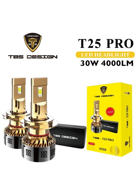 TBS DESIGN T25 PRO 880 LED Headlight Bulbs 6500K Super Bright LED Bulb High Low Beam Halogen Replacement LED Headlights Conversion Kit, 2 Pack