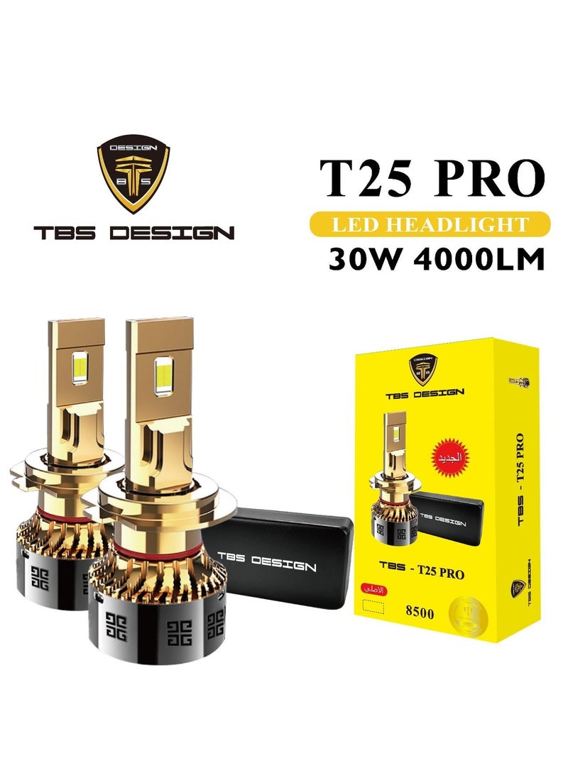 TBS DESIGN T25 PRO 880 LED Headlight Bulbs 6500K Super Bright LED Bulb High Low Beam Halogen Replacement LED Headlights Conversion Kit, 2 Pack