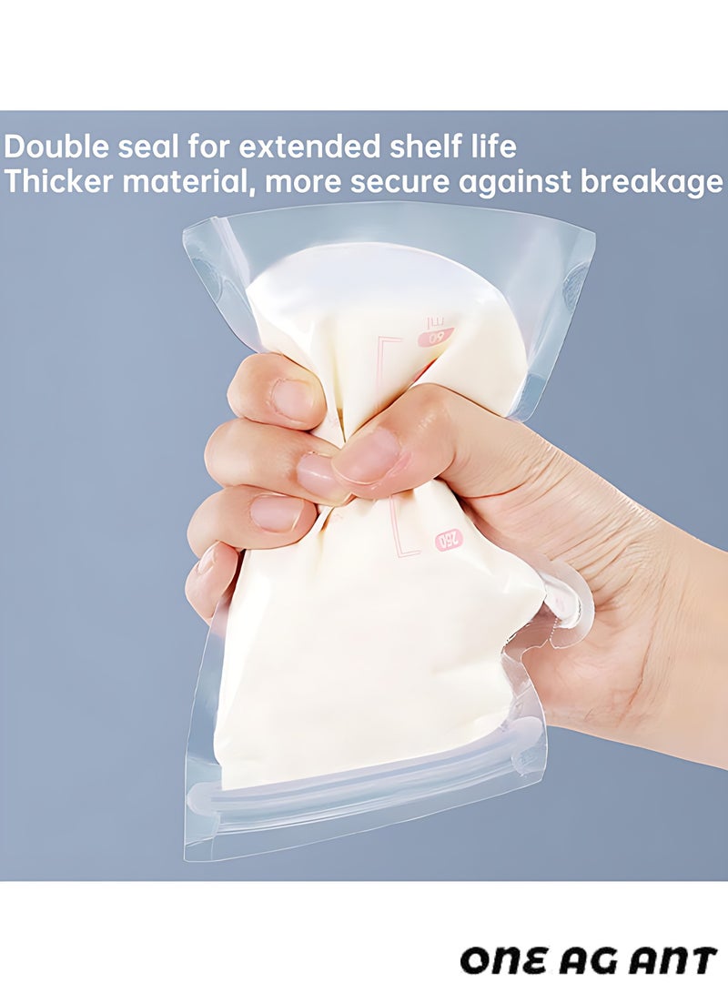 نملة واحدة حزمة من 100 قطعة 250 ملل أكياس تخزين حليب الأم معقمة مسبقاً، فتحة سكب سهلة، خالية من مادة BPA، أكياس قابلة للوقوف، أكياس تخزين حليب الأم ذات إغلاق مزدوج - Image 2