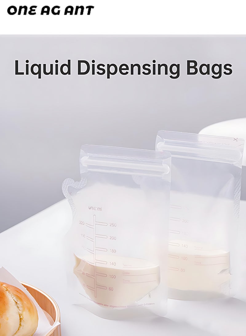 نملة واحدة حزمة من 100 قطعة 250 ملل أكياس تخزين حليب الأم معقمة مسبقاً، فتحة سكب سهلة، خالية من مادة BPA، أكياس قابلة للوقوف، أكياس تخزين حليب الأم ذات إغلاق مزدوج - Image 4