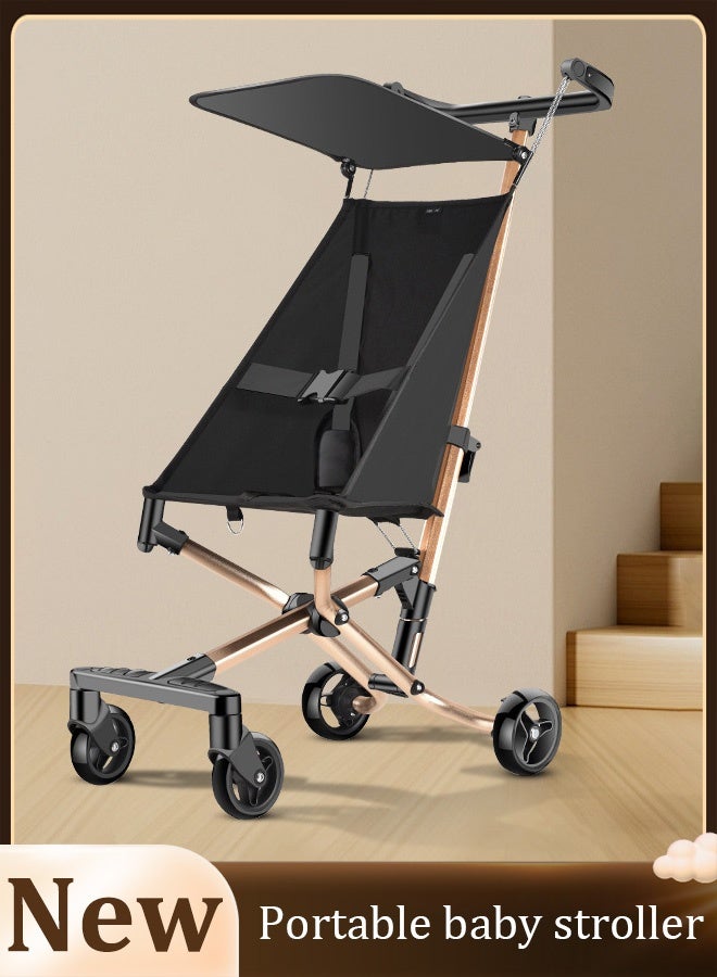 Portable and foldable baby stroller suitable for 0 - 36 months old, compact design, with safety belts and sun visors, etc. - Image 2