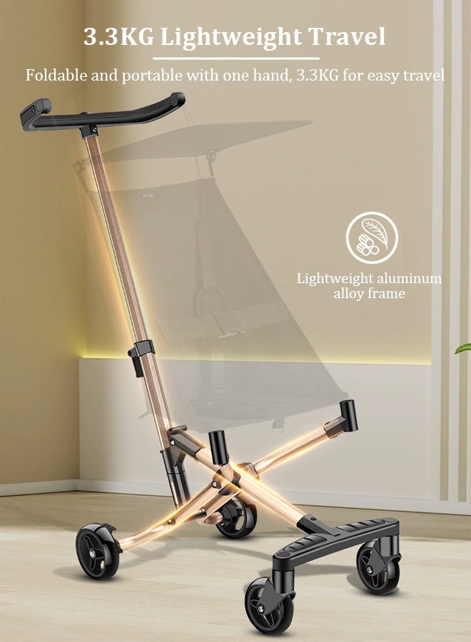 Portable and foldable baby stroller suitable for 0 - 36 months old, compact design, with safety belts and sun visors, etc. - Image 4