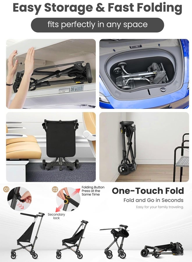 Portable and foldable baby stroller suitable for 0 - 36 months old, compact design, with safety belts and sun visors, etc. - Image 3