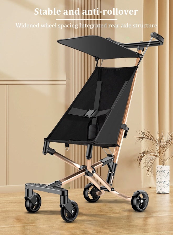 Portable and foldable baby stroller suitable for 0 - 36 months old, compact design, with safety belts and sun visors, etc. - Image 5