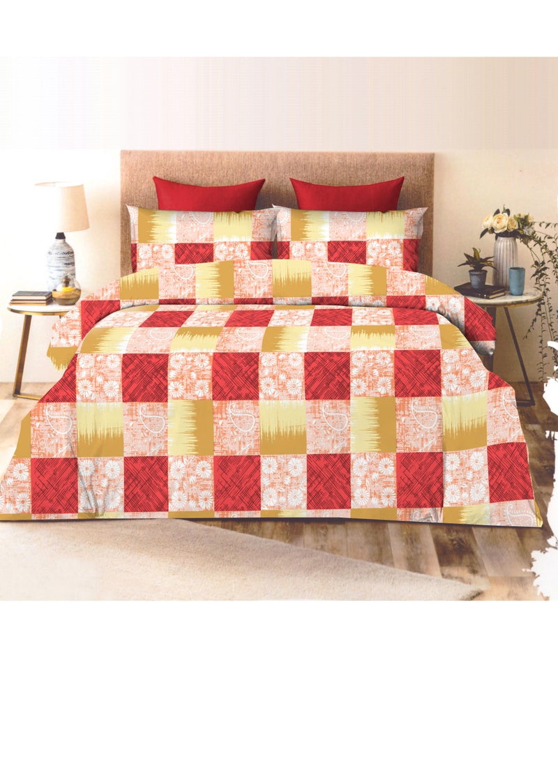 Premium Quality Super Soft Light Weight Washable 3-Piece King Size Bedding Set Red Multicolored Cotton Pillow Sets luxury feel Beautiful Pillow Covers Durable 100% Polyester Bed Sheet  - Image 1