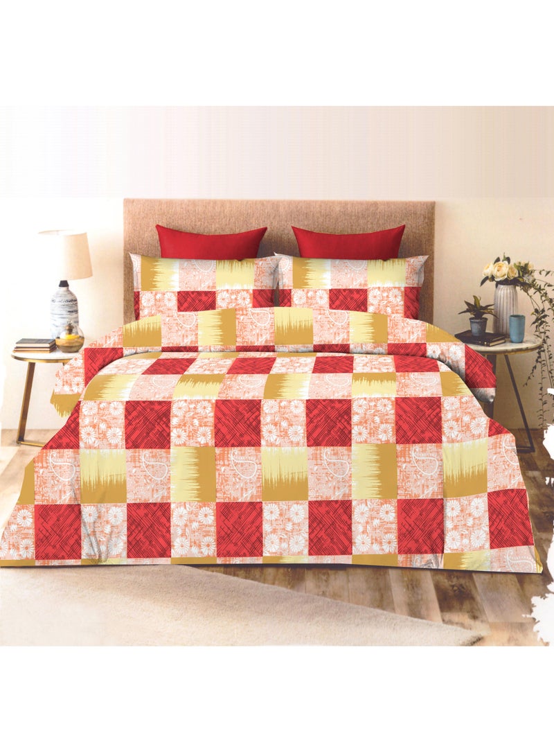 Premium Quality Super Soft Light Weight Washable 3-Piece King Size Bedding Set Red Multicolored Cotton Pillow Sets luxury feel Beautiful Pillow Covers Durable 100% Polyester Bed Sheet  - Image 2