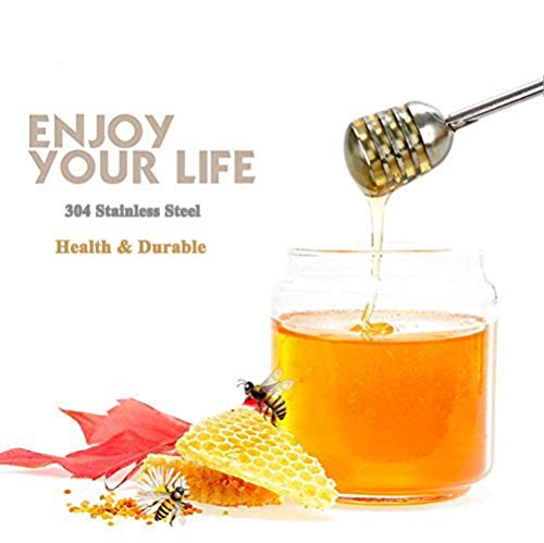 SONGZIMING Honey and Syrup Dipper Stick Server Honey Spoon 304 Stainless Steel Wand for Honey Pot Jar Containers-6.3 Inch - Image 2