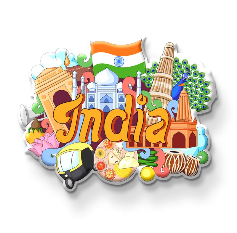 Nivaraprint India Country Theme Souvenir Wooden Fridge Magnet for Decoration (Pack of 2) | India Printed Stylish Decorative Refrigerator Magnet for Memories and Gift - Image 2