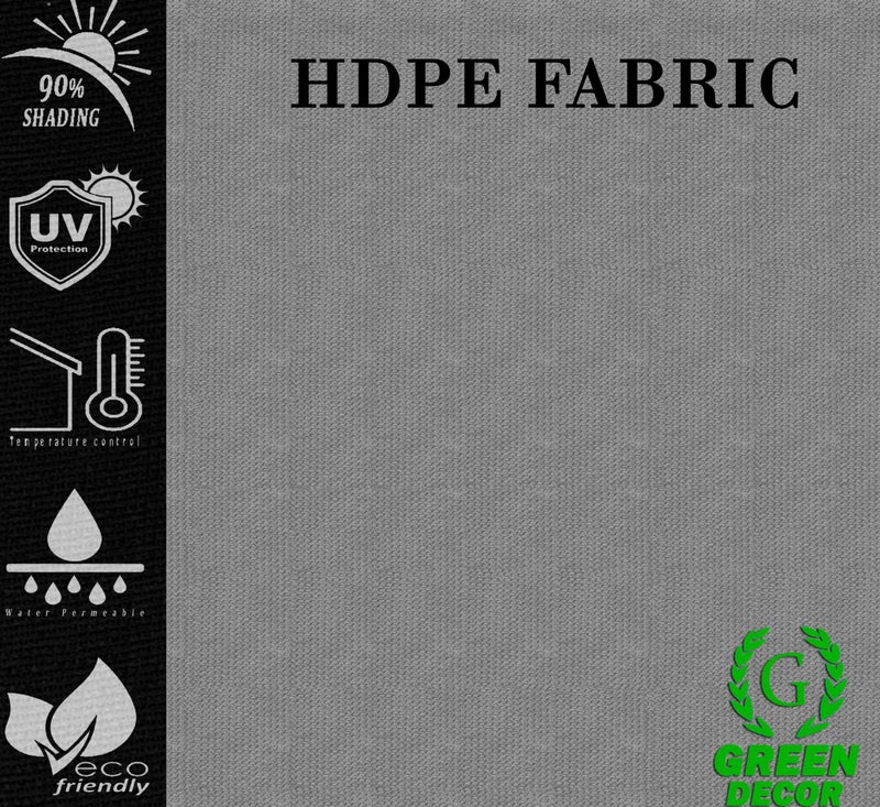GREEN DECOR-HDPE Fabric Self Fold with SS Eyelet Sun Shade Sails 85-90% Protection from Sun & UV Rays Ideal for CarParking,Outdoor Garden,Balcony,Tent(Grey Color, 9.5 X 18 Feet) Pack of 1 Pc - Image 5