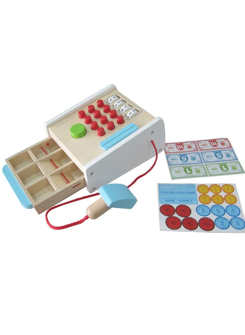 جي'أدور مجموعة ألعاب تسجيل النقود الخشبية رينج إت أب - لعبة تعلم الرياضيات للأطفال من سن 3 سنوات مع نقود وعملات معدنية - Image 1