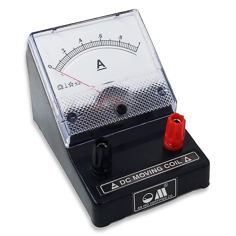 OM ® Meters EDM-80 Desk Stand Analog 0-1 A Ammeter | Moving Coil Ampere Meter | Meter For Educational purpose | Black - Image 1