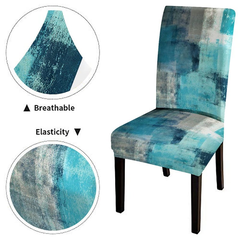 Capsceoll Chair Covers For Dining Chairs Turquoise Teal Chiar Covers Slipcover Stretch Removable Washable Parson Seat Cover For Dining Room Living Room Kitchen Set Of 4 - Image 5