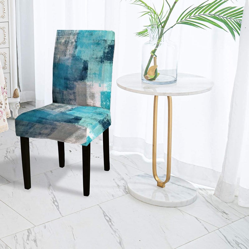 Capsceoll Chair Covers For Dining Chairs Turquoise Teal Chiar Covers Slipcover Stretch Removable Washable Parson Seat Cover For Dining Room Living Room Kitchen Set Of 4 - Image 3