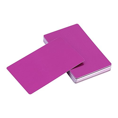 Zerodis Business Card Blanks, 50Pcs/Set Aluminium Alloy Metal Business Cards Blanks for Engraving, 5 Colors (Yellow, Blue, Purple, Black, Silver), 3.4 x 2.1 inches - Image 1