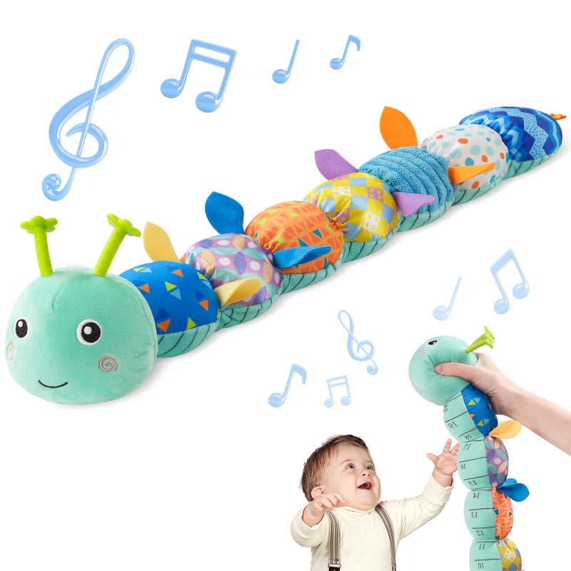 Sumobaby Baby Toys Musical Caterpillar Stuffed Animal Activity Soft Toys with TeetherMultiSensory Crinkle Rattle and Textures for Tummy Time Baby Toys 0 to 12 Months BoysGirlsCaterpillarBlue