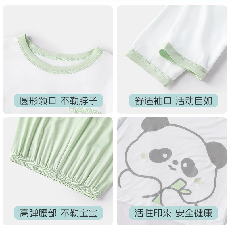 Downstream Sale Children'S Home Clothes Suit Long Sleeve Air-Conditioning Clothes Baby'S Inner Pajamas Split Suit Summer Thin - Image 5