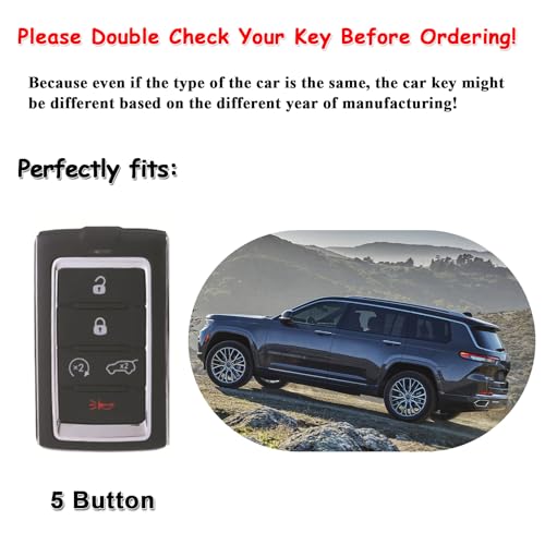 EASYANT Leather Key Fob Cover for Jeep 2021-2024 Grand Cherokee L Grand Wagoneer Key Case Protector keychain Smart Key Holder Brown - Image 2