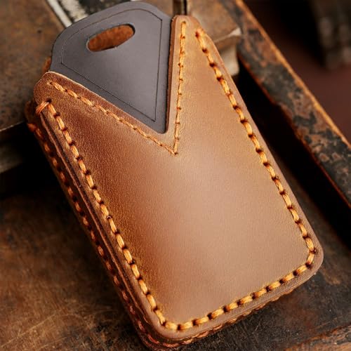 EASYANT Leather Key Fob Cover for Jeep 2021-2024 Grand Cherokee L Grand Wagoneer Key Case Protector keychain Smart Key Holder Brown - Image 5
