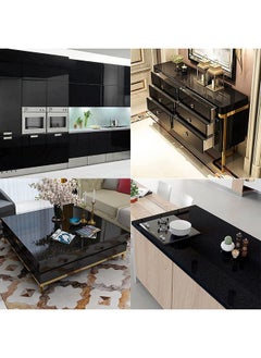 WISDOM Wallpaper Peel Stick Wallpaper Vinyl Self Adhesive Decorative Film For Wallcovering Kitchen Countertops Cabinets Furniture (Black Vinyl 24X50)  - Image 2