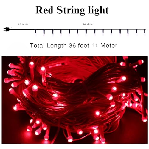 One94Store 36 Feet Long LED Power Pixel Serial String Light, 360 Degree LED Bulb Light Series Copper Led Pixel String Light for Home Diwali, Christmas Decoration (Red, Pack of 1) - Image 3