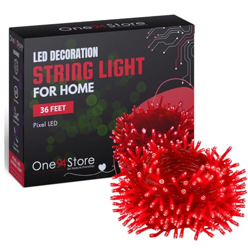 One94Store 36 Feet Long LED Power Pixel Serial String Light, 360 Degree LED Bulb Light Series Copper Led Pixel String Light for Home Diwali, Christmas Decoration (Red, Pack of 1) - Image 1