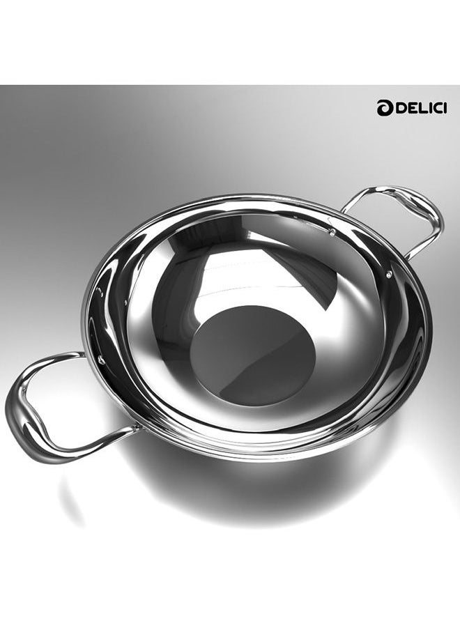 DELICI - Tri Ply Stainless Steel Kadai Pan 20cm with Lid, 1.4L Capacity, Stainless Steel 304 Grade Interior, Induction/Gas/Ceramic/Oven Safe, Easy Pour Flared Rim, Riveted Handle, Uniform Heat Distribution - Image 1