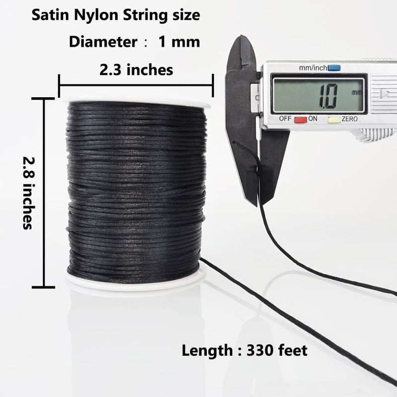 LUSTEMBER 330 Feet Satin Nylon String, 1 mm Silky Smooth Durable Nylon Cord for Jewelry Making, Bracelets, Beading, Necklaces, Macrame, Kumihimo, Rattail, and Chinese Knot Craft - Image 2