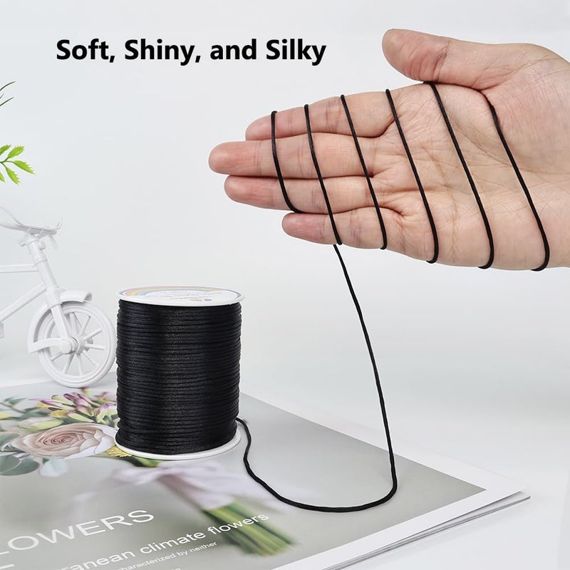 LUSTEMBER 330 Feet Satin Nylon String, 1 mm Silky Smooth Durable Nylon Cord for Jewelry Making, Bracelets, Beading, Necklaces, Macrame, Kumihimo, Rattail, and Chinese Knot Craft - Image 3