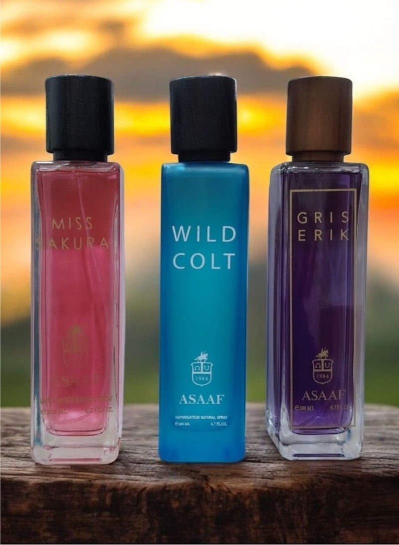 Set of 3 Asaaf perfumes, each bottle is 200 ml