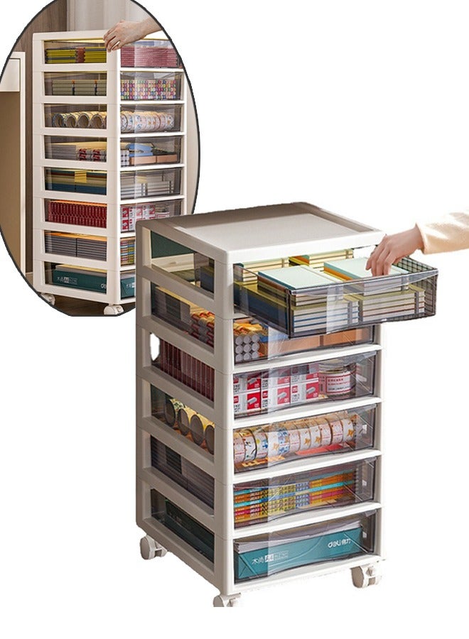 MIXDE 6 Drawer Storage Bin Unit,Storage Drawers for Office Supplies, Plastic Stationary Organizer, Makeup Organizer, Desk Storage Box for Office, School, Home - Image 1