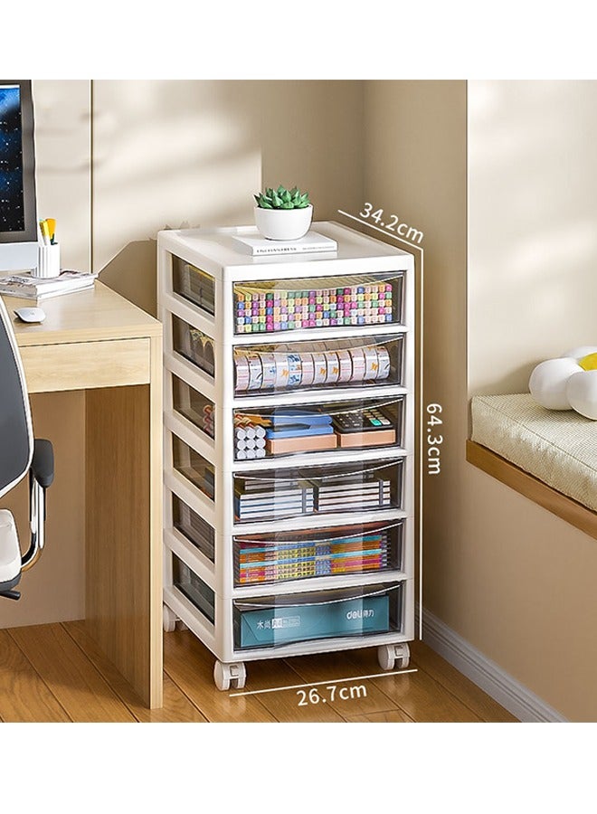 MIXDE 6 Drawer Storage Bin Unit,Storage Drawers for Office Supplies, Plastic Stationary Organizer, Makeup Organizer, Desk Storage Box for Office, School, Home - Image 2