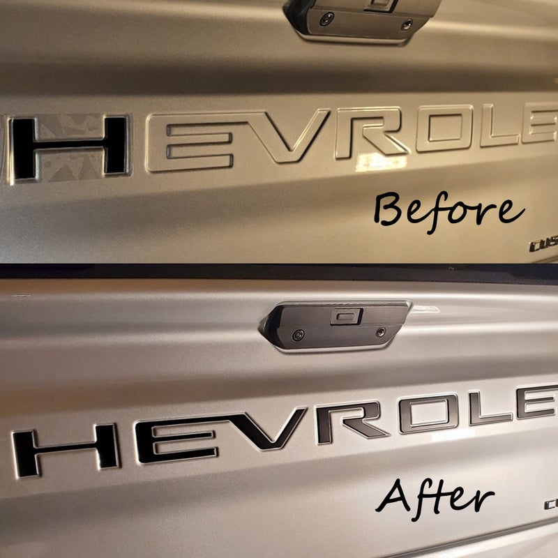 Texflic Tailgate Insert Letters Compatible with Chevy Silverado 2019 2020 2021 2022 2023 2024 2025 Accessories 3D Rear Emblems Badge with Strong Adhesive Matte Black - Image 3