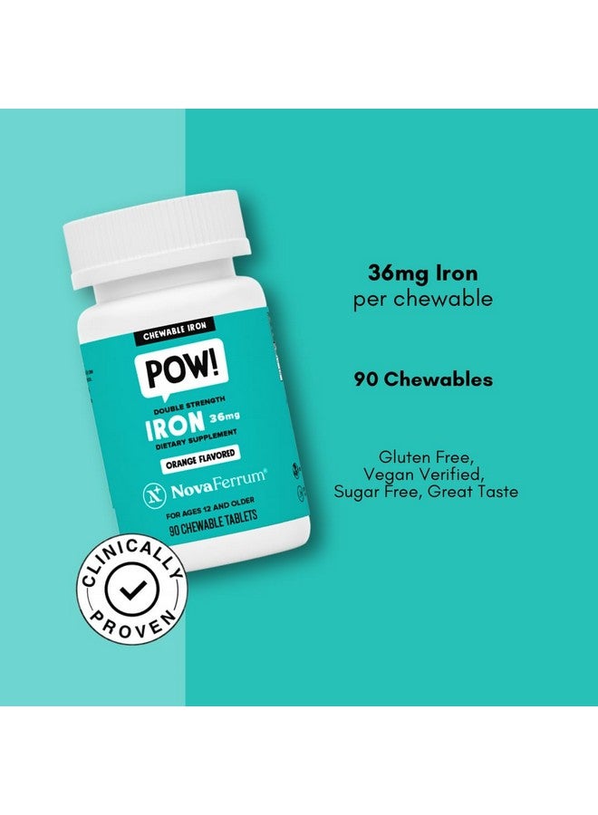 NovaFerrum Pow | Chewable Iron Supplement for Adults | Anemia | 36mg of Iron | 90 Servings | Sugar Free | Vegan - Image 3