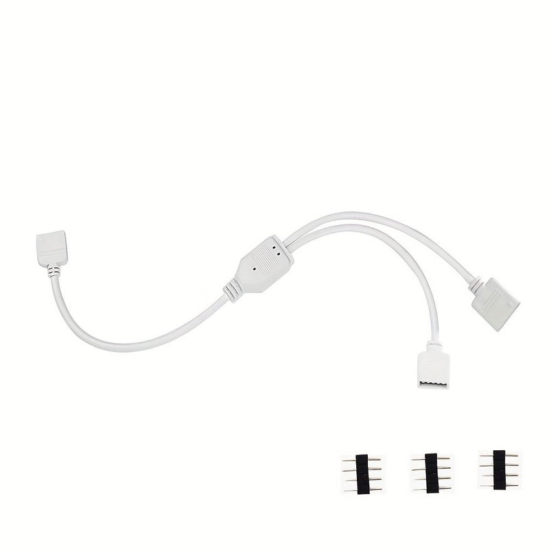 موصل RGB ذو 4 دبابيس 1 إلى 4 كابل تمديد مقسم أنثى إلى أنثى لأشرطة إضاءة LED 3528 5050 مع دبابيس ذكرية أسود - Image 3
