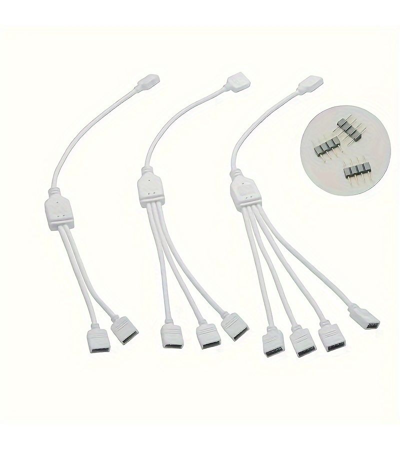 موصل RGB ذو 4 دبابيس 1 إلى 4 كابل تمديد مقسم أنثى إلى أنثى لأشرطة إضاءة LED 3528 5050 مع دبابيس ذكرية أسود - Image 2