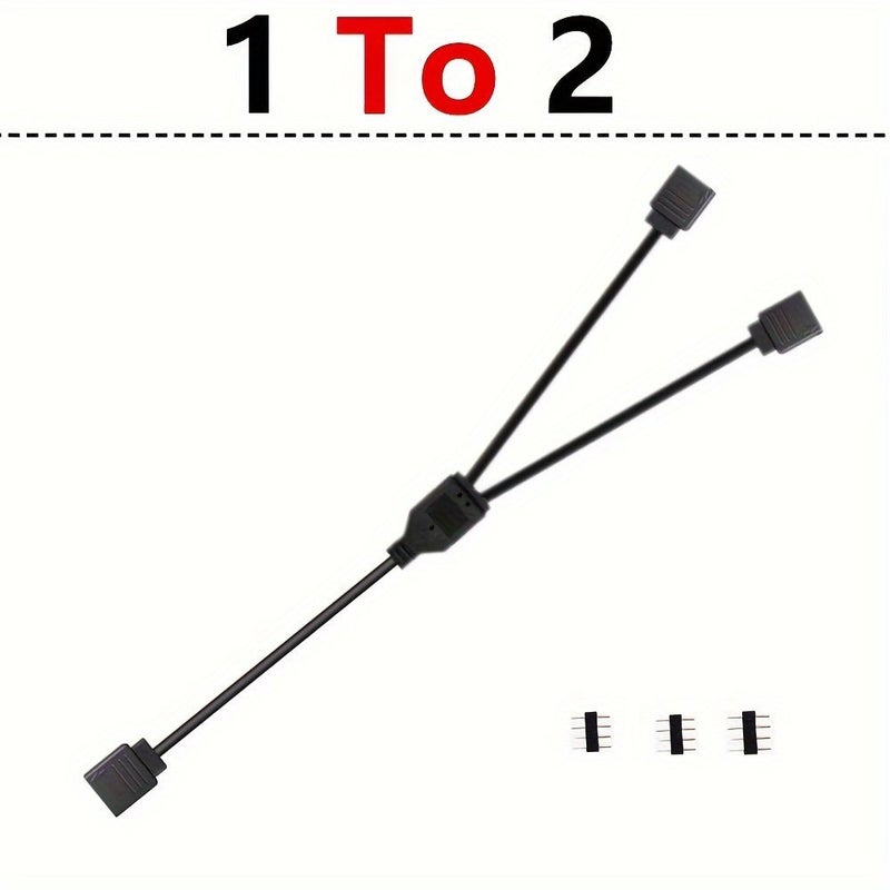 موصل RGB ذو 4 دبابيس 1 إلى 4 كابل تمديد مقسم أنثى إلى أنثى لأشرطة إضاءة LED 3528 5050 مع دبابيس ذكرية أسود - Image 5