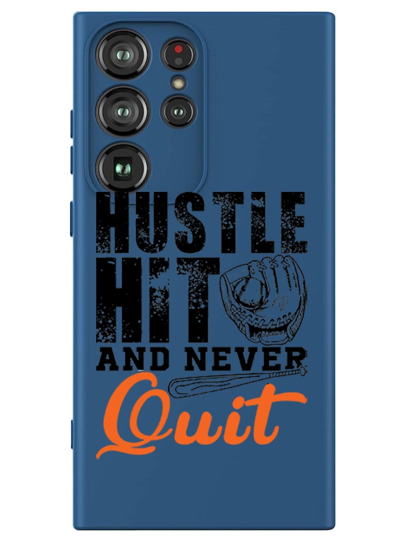 Theodor Protective Slim Fit Case Liquid Silicone Cover with Full Body Protection Anti-Scratch Shockproof Case For Samsung Galaxy S24 Ultra (Blue) - Hustle hit and never quit black - Image 1