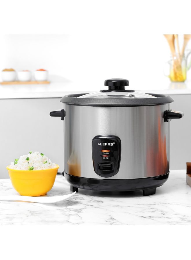 GEEPAS Multifunctional Rice Cooker With Removable And Non Stick Inner Pot Tempered Glass Lid 1.5 L 500 W GRC35040 Silver - Image 4
