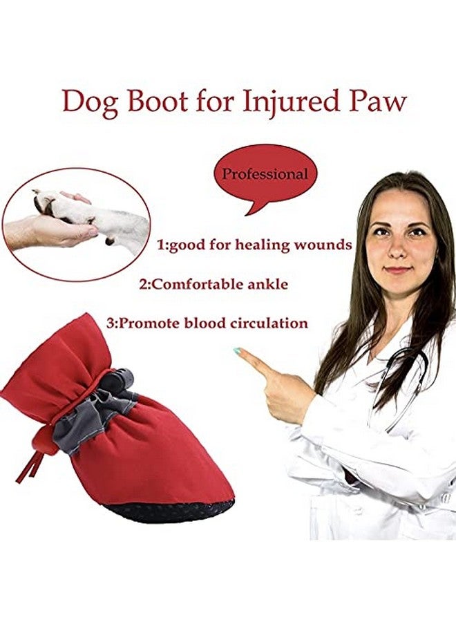 KUTKUT Dog Shoes for Miniature Puppies | Pack of 4 Anti-Slip Dog Boots, Reflective Stripe & Comfortable Soft Soled Skidproof Sneakers with Adjustable Drawstring for Newely Born Puppies (Red, Size 1) - Image 4