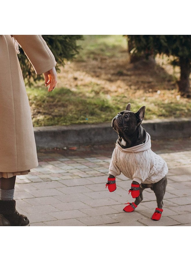 KUTKUT Dog Shoes for Miniature Puppies | Pack of 4 Anti-Slip Dog Boots, Reflective Stripe & Comfortable Soft Soled Skidproof Sneakers with Adjustable Drawstring for Newely Born Puppies (Red, Size 1) - Image 5
