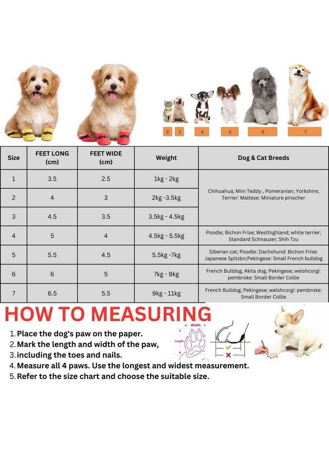 KUTKUT Dog Shoes for Miniature Puppies | Pack of 4 Anti-Slip Dog Boots, Reflective Stripe & Comfortable Soft Soled Skidproof Sneakers with Adjustable Drawstring for Newely Born Puppies (Red, Size 1) - Image 3