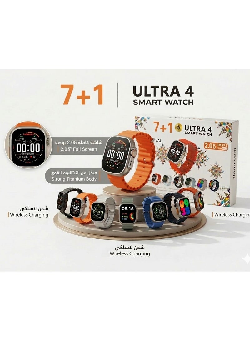 ساعة ذكية Ultra4 لحساب السعرات الحرارية و استقبال الرسائل و المكالمات  و تدعم اللغة العربية 2.09 بوصة -ازرق - Image 1