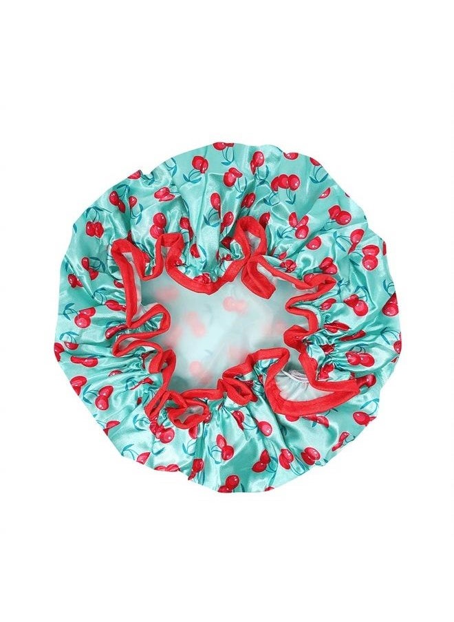 allydrew Reusable Women's Waterproof Shower Caps for Long Hair, Cherries 