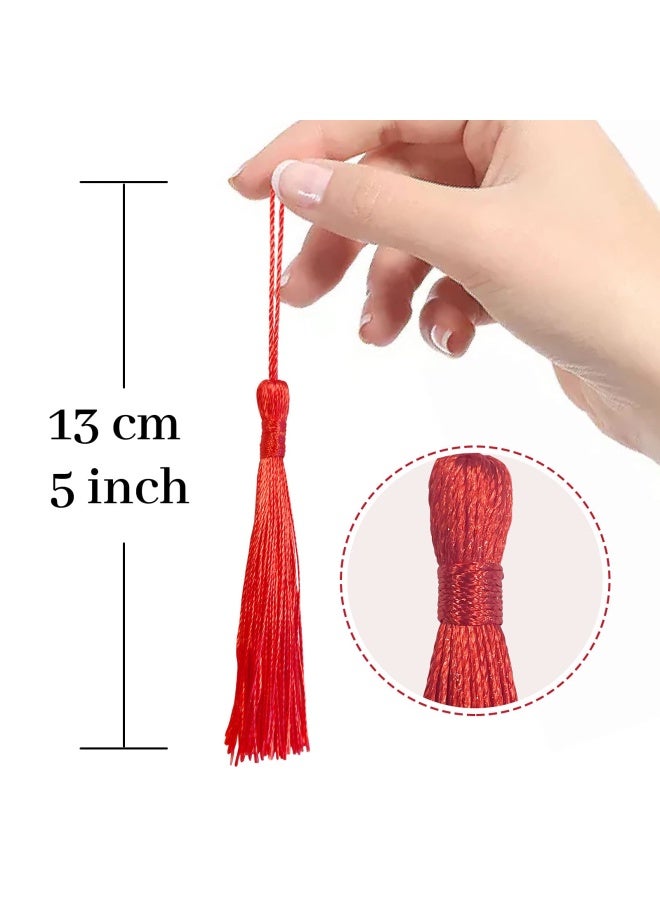 Creatrill 100 Pcs 13cm5 Inch Silky Handmade Soft Craft Mini Tassels with Loops for Jewelry Making DIY Projects Bookmarks 20 Colors 5 Pcs of Each - Image 2