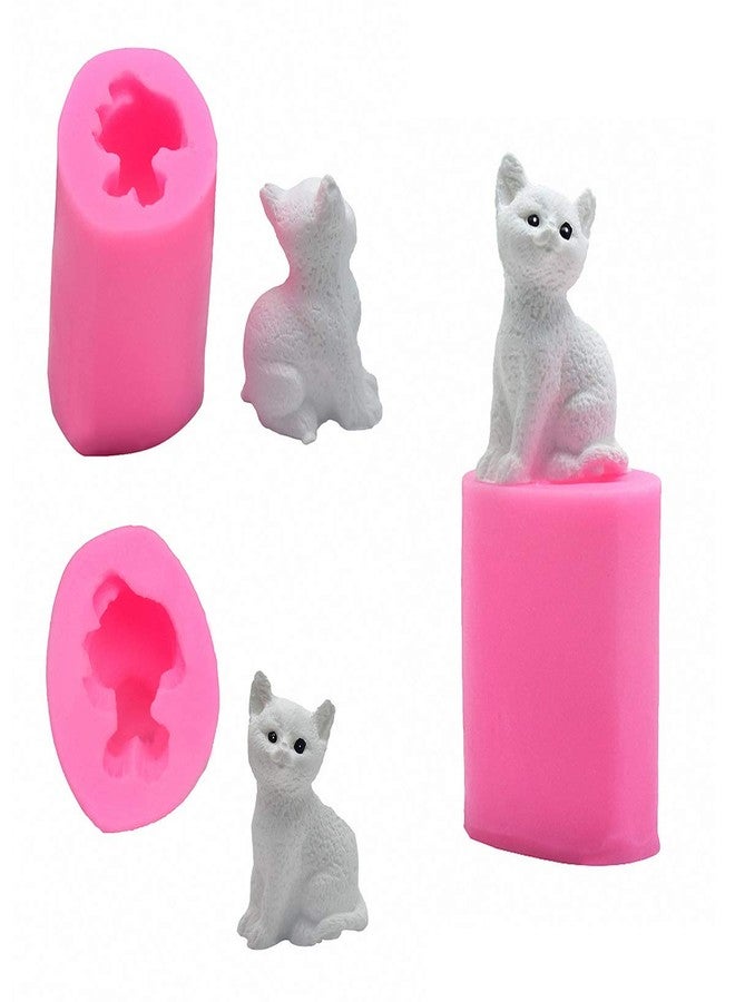 HiParty 2Pcs Mini Size 3D Kitten Candle Molds, Small Kitty Cat Silicone Chocolate Candy Fondant Mold for Cake Decorating Resin Epoxy Casting Polymer Clay Mould Beeswax Candle Mold - Image 3