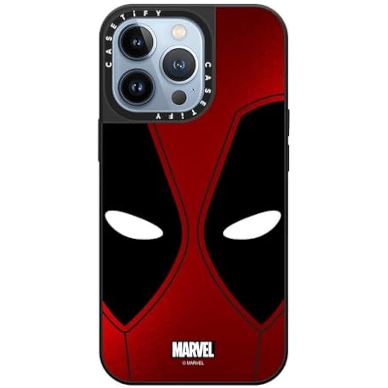Casetify Mirror iPhone 13 Pro Case 【Deadpool & Wolverine Co-Lab / 4.9ft Drop Protection/Magsafe】 - Deadpool Mask Case - Silver on Black - Image 2