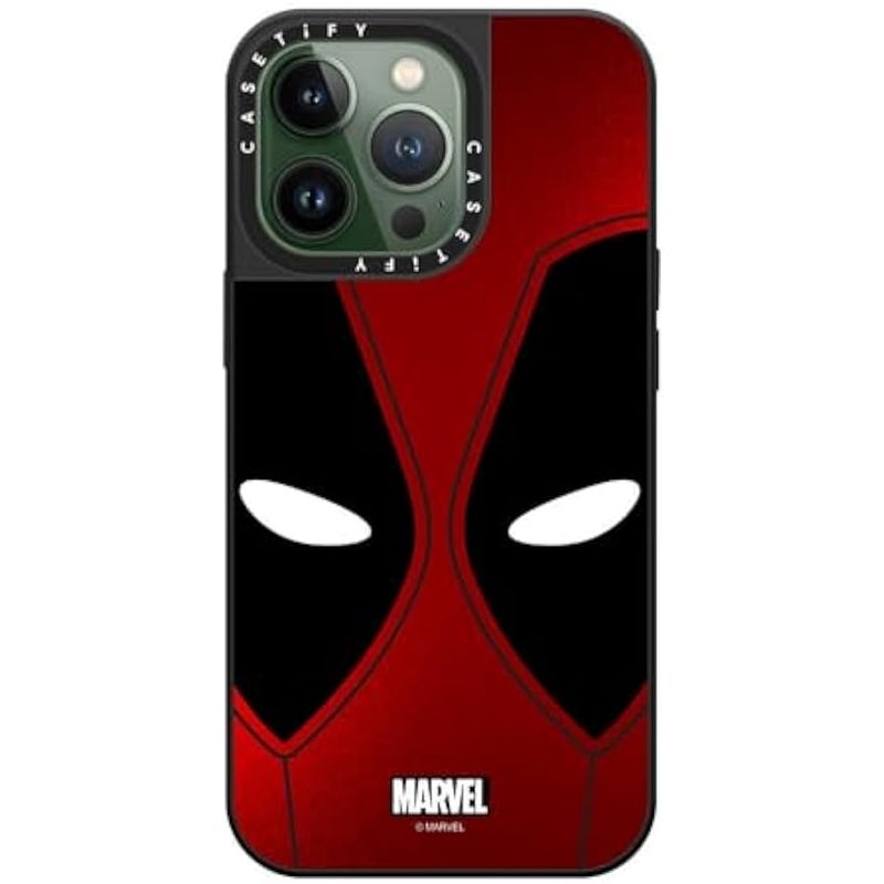 Casetify Mirror iPhone 13 Pro Case 【Deadpool & Wolverine Co-Lab / 4.9ft Drop Protection/Magsafe】 - Deadpool Mask Case - Silver on Black - Image 3