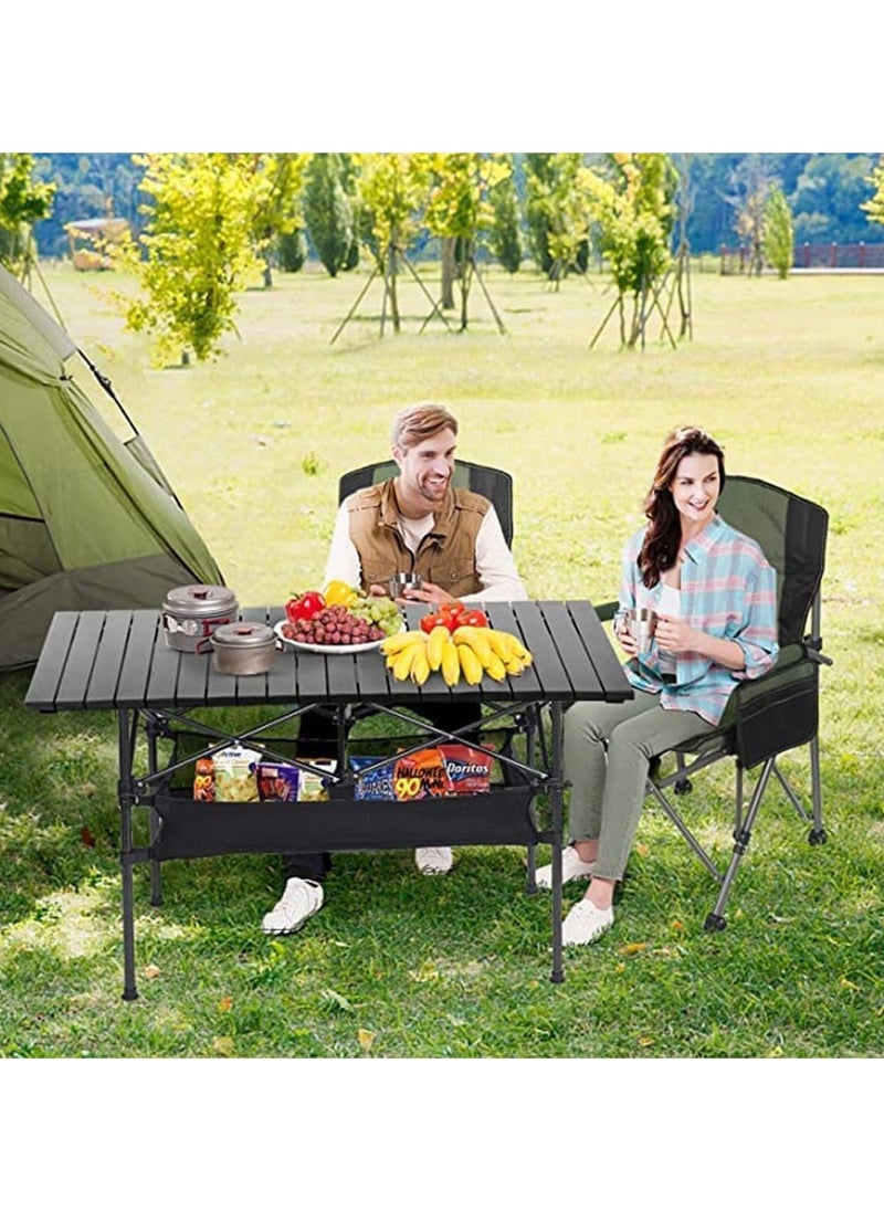 Folding Table, Camping Folding Table, Large Foldable Table, Folding Camping Table with Carry Bag, Aluminum Folding Table for Outdoor BBQ, Cookout, Camping, Picnic and Beach, 120 * 55 * 62CM