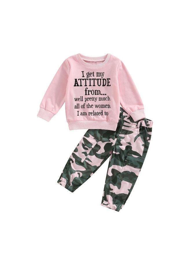 Toddler Girls Clothes 2T 3T 4T 5T Fall Outfits Baby Pullover Sweatshirt Camouflage Pants Set Kids Winter Sweatsuit